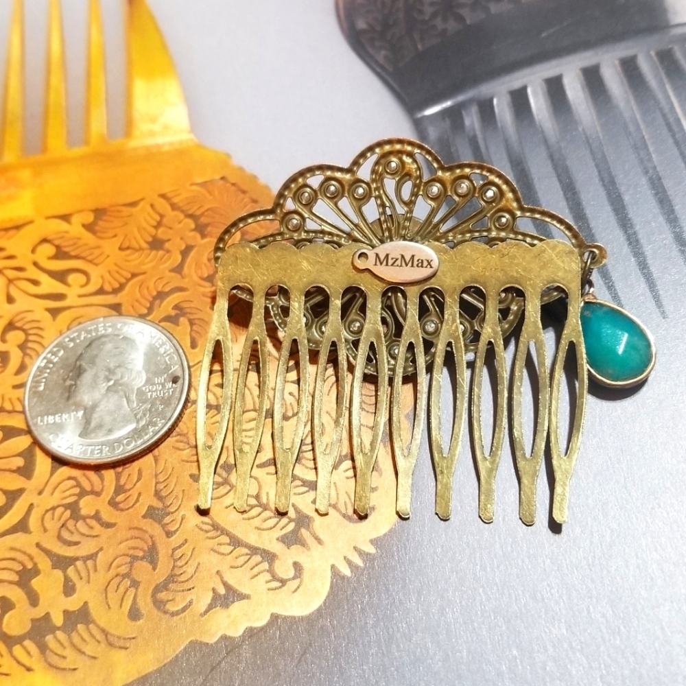MzMax Creations! "Opulent Grace" OOAK Vintage Encrusted Hair Jewelry - Picture 4 of 6